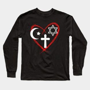 Religion Heart Inter-Religious Harmony Long Sleeve T-Shirt